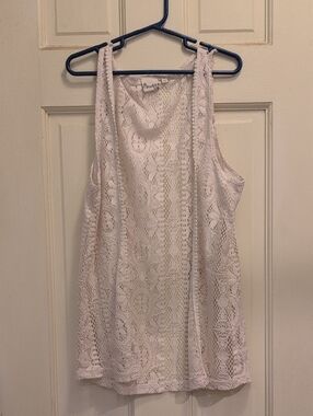White Crochet Open-Knit Tank
